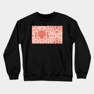 coral summer beach damask pattern with coral red seashells Crewneck Sweatshirt